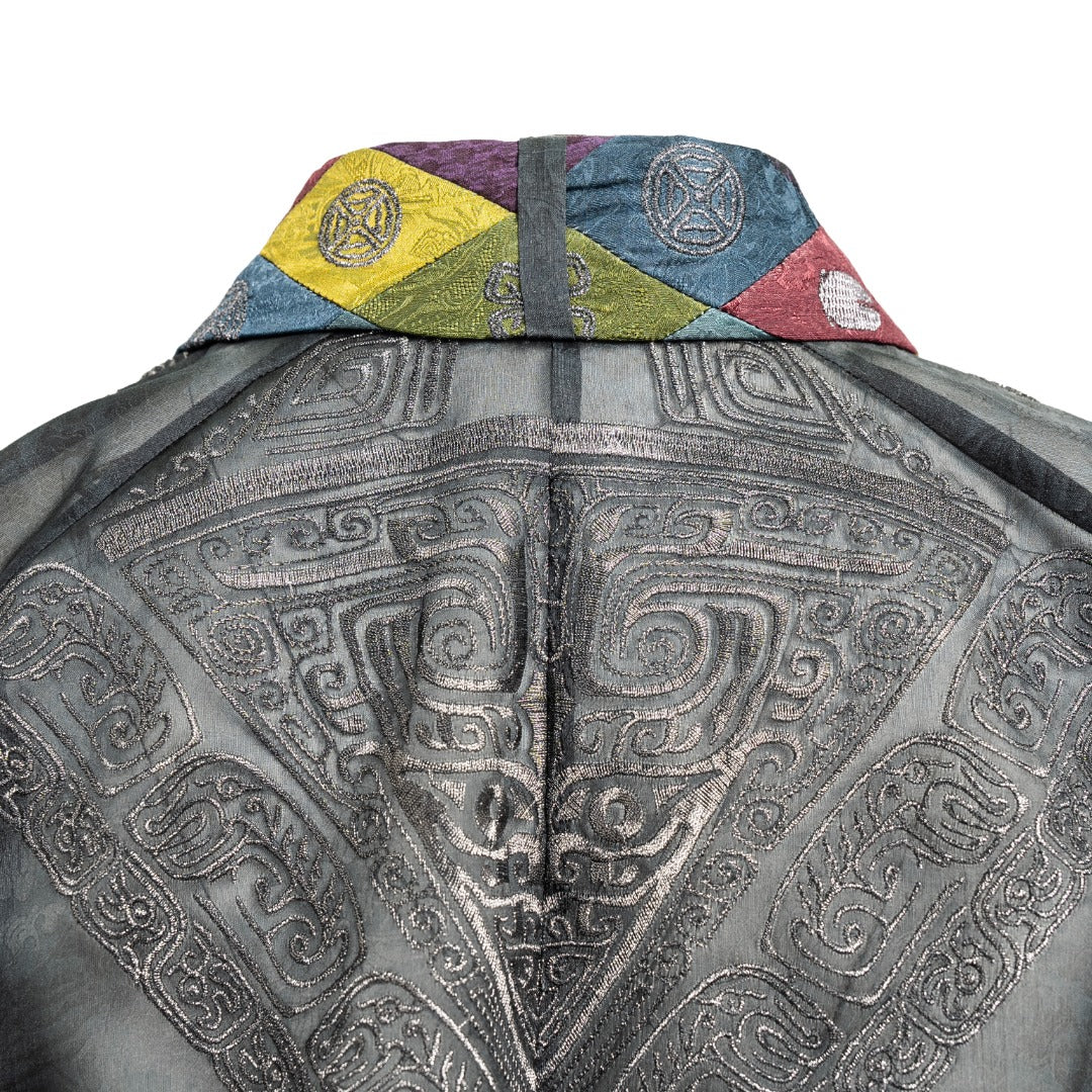 Bronze Patchwork Silk Cardigan—25Z204M