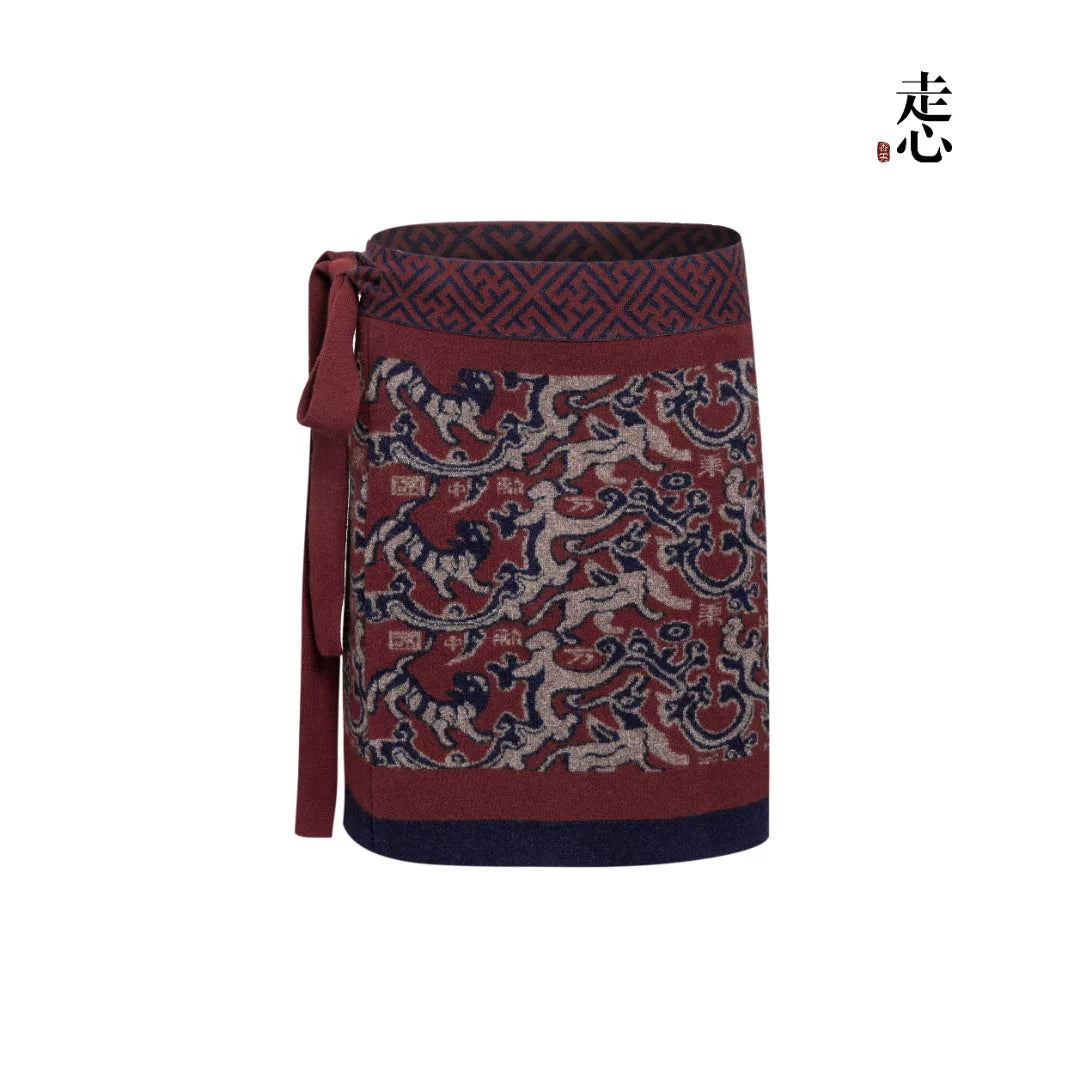 Luxury 440g Cashmere Celestial Wrap Skirt-25ZX2517