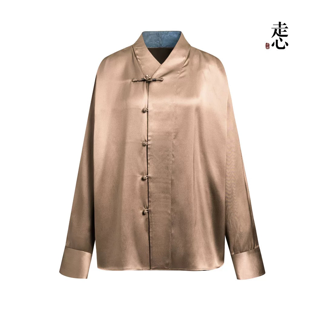 Luxury Heavy Silk Mandarin Shirt- 26Y01701