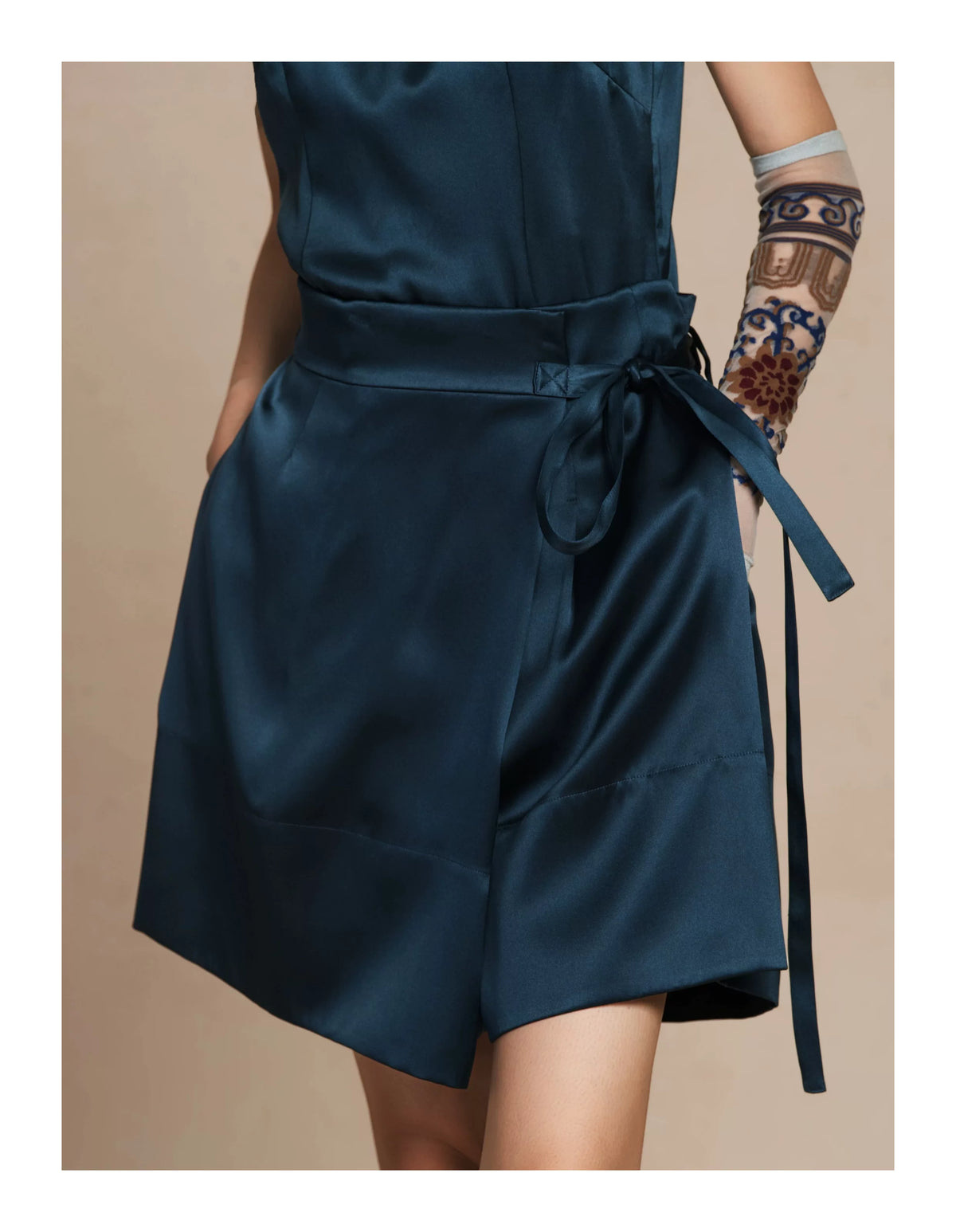 Luxury Heavy Silk Wrap Skort Shorts- 26Y19301Y