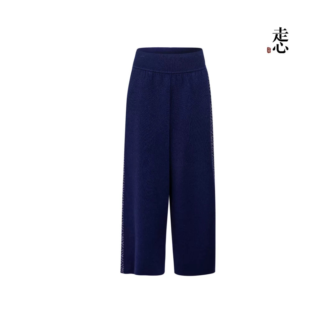 Luxury 840g Blue Wan Cashmere Wide Pants-25ZX2511-1