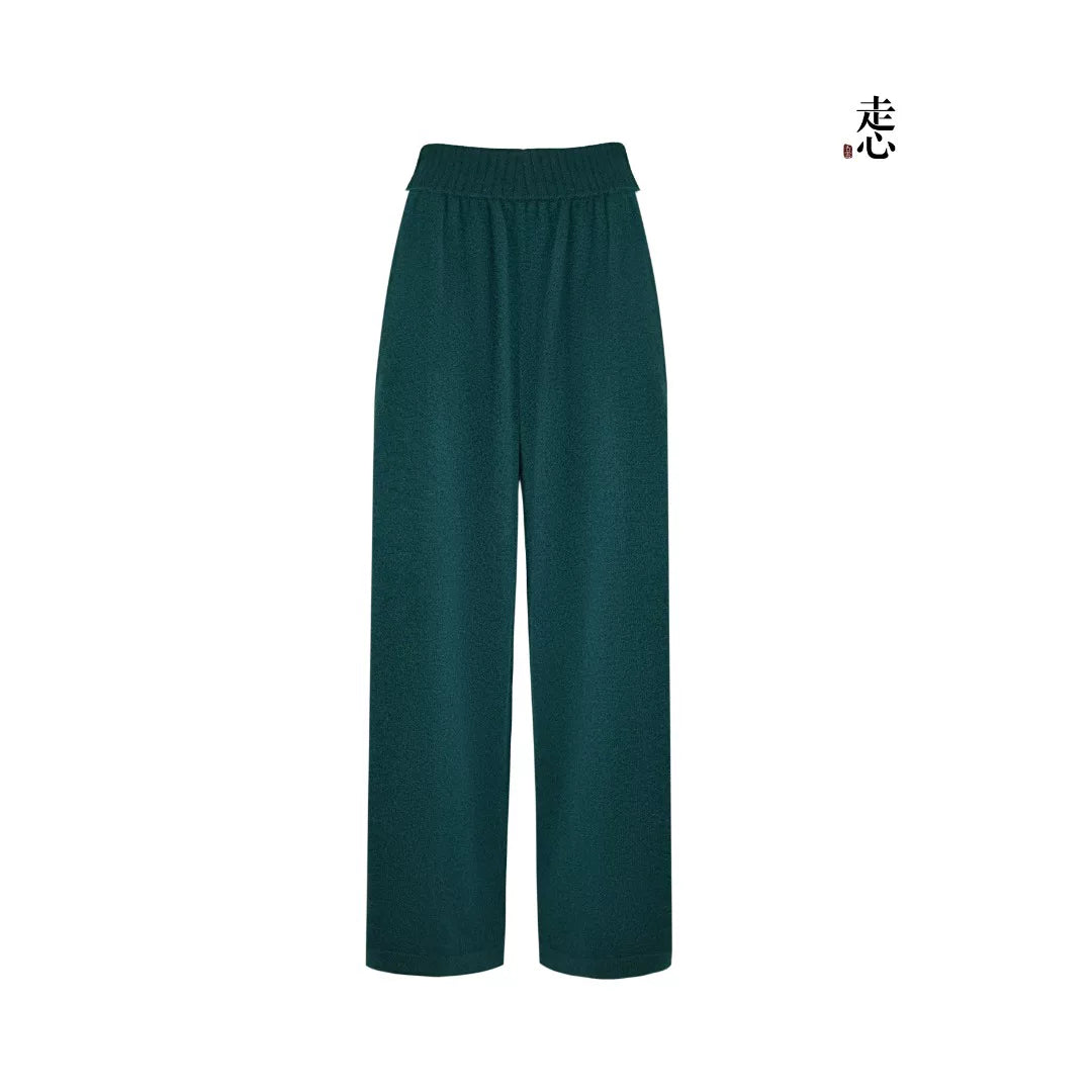 Luxury 465g Cashmere Wide-Leg Knit Pants- 26ZX2607