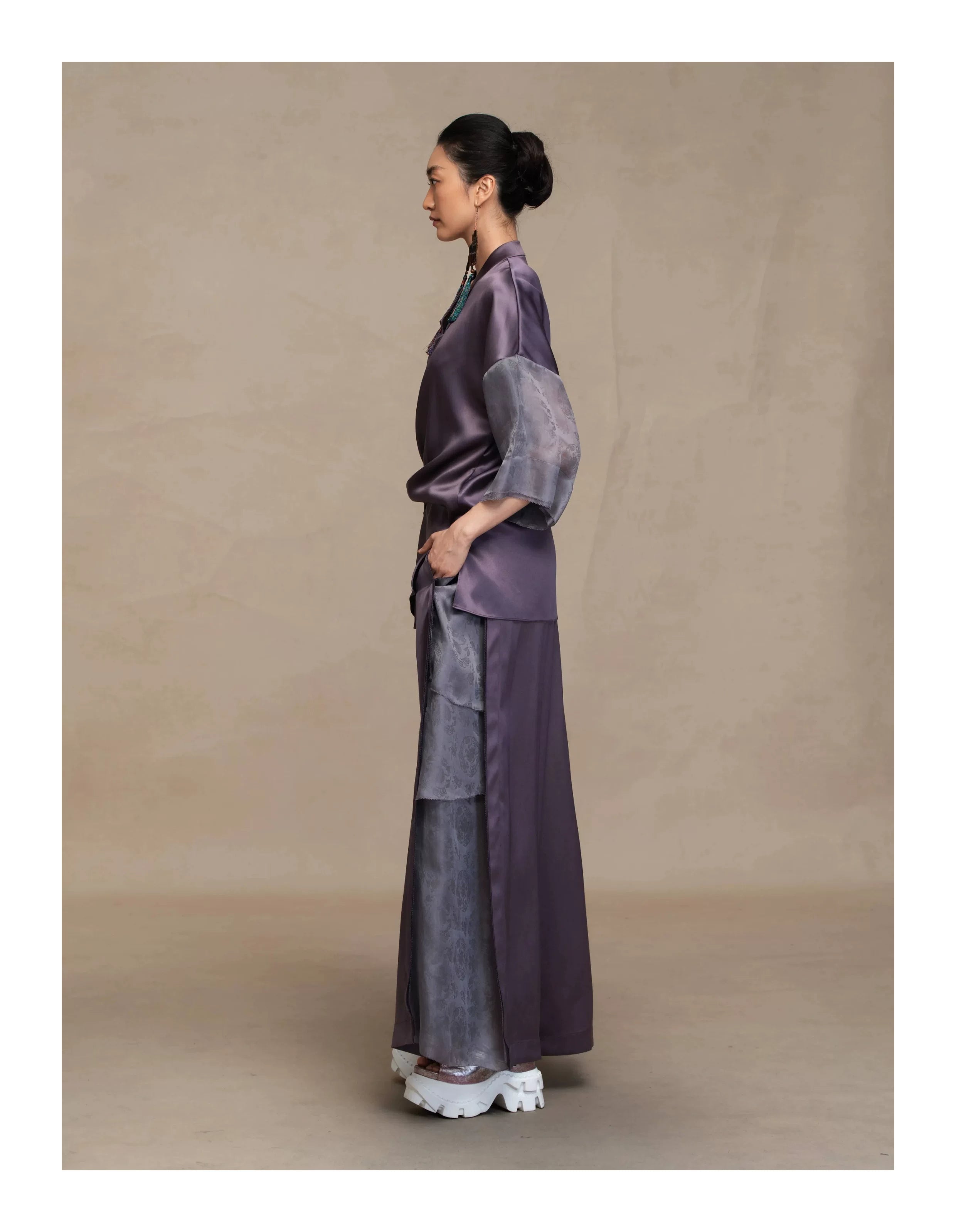 Luxury Spliced Silk Palazzo Pants- 26Y07901