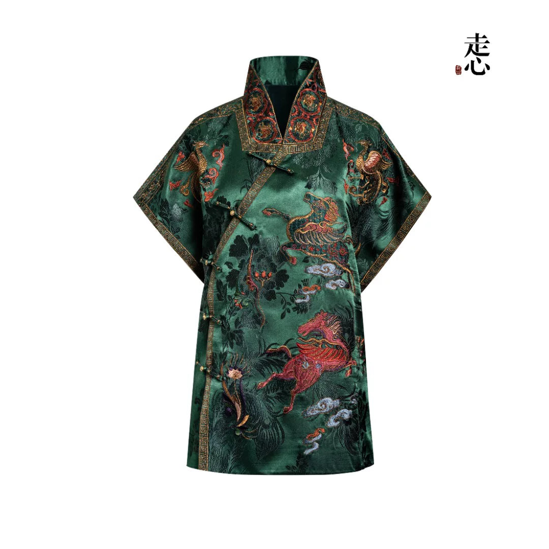 Luxury Purple Pegasus Silk Brocade Vest-26ZX8002