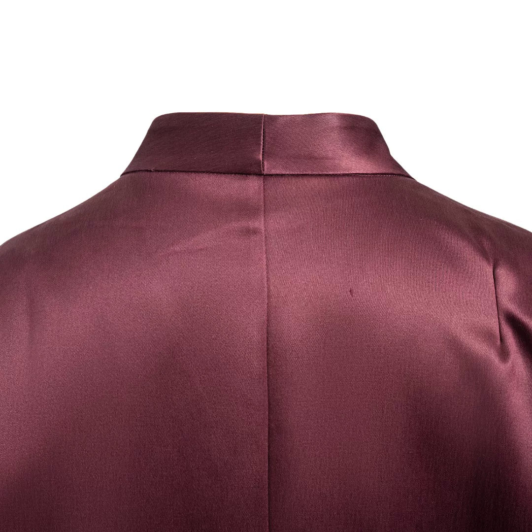 Luxury Carmine Heavy Silk Mandarin Jacket-25Z26419059