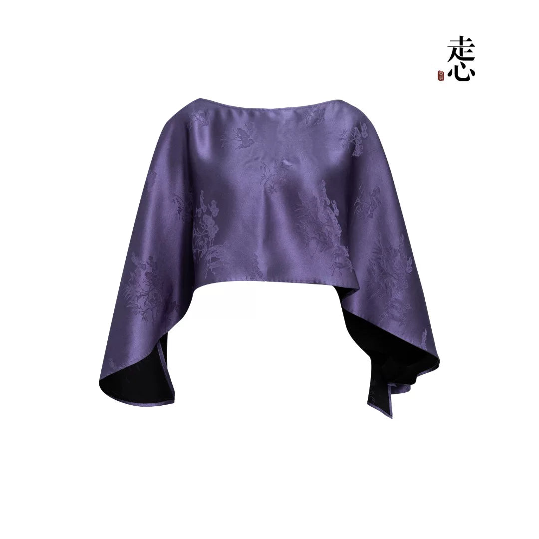 Luxury Azurite Silk Jacquard Cloud Capelet-26M66172