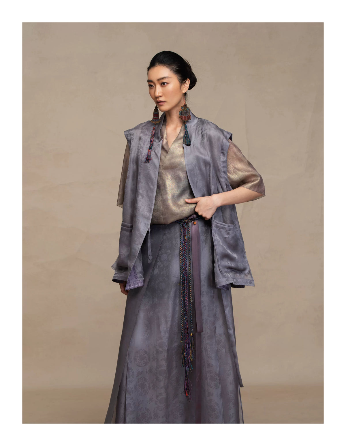 Luxury Silk Organza Crossover Wrap Vest- 26Y10101