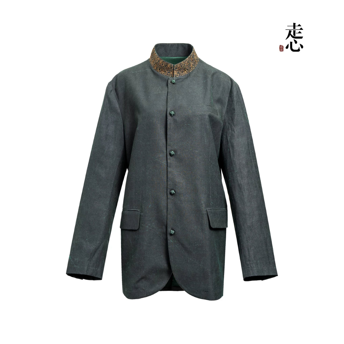Luxury Black Silk Mandarin Suit Blazer-26ZWT6156