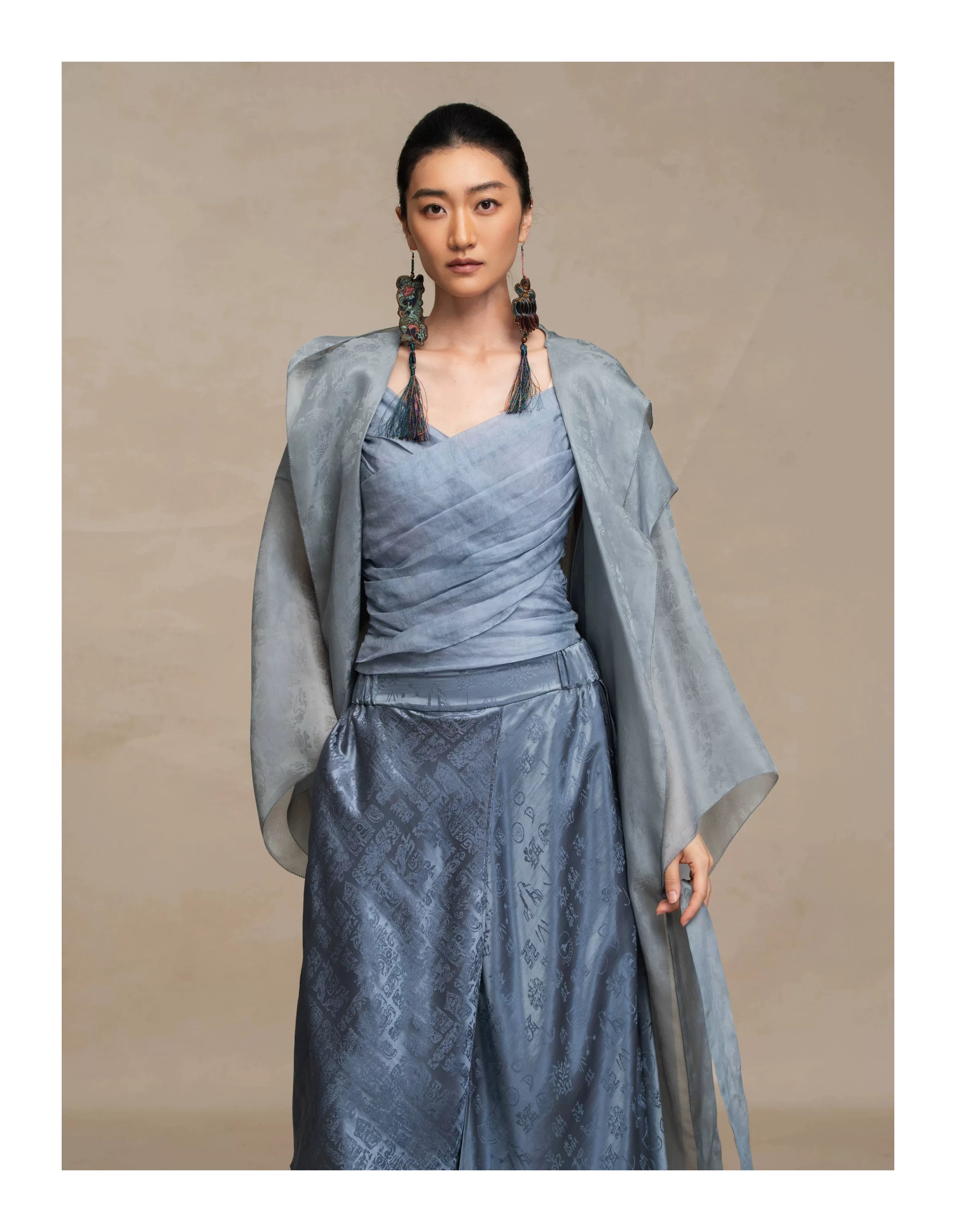 Luxury Hooded Silk Organza Duster Coat- 26Z2Y218229