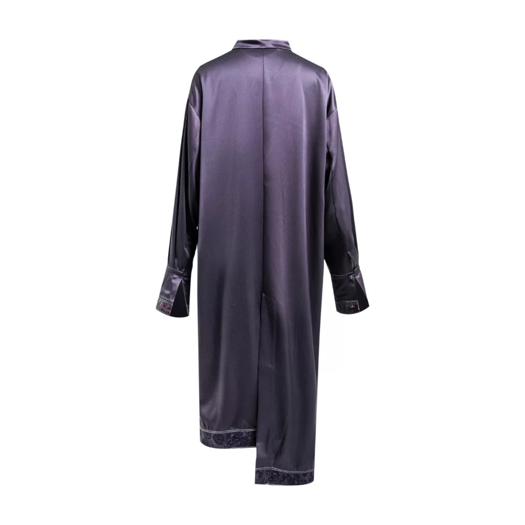 Luxury Purple Silk Twelve Ornaments Trench-26ZLY6671