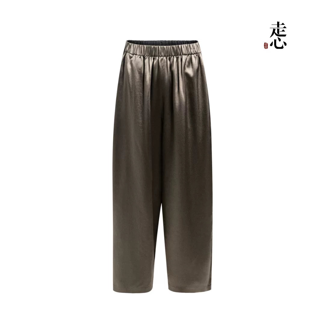 Luxury Glacier Silver Heavy Silk Pants-26Z26111639