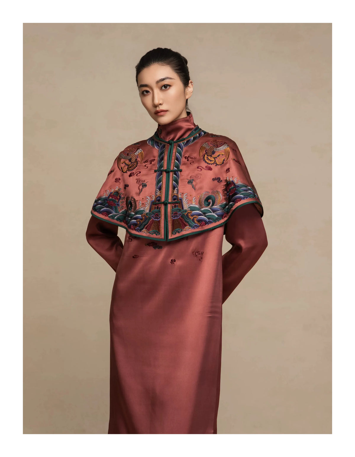 Luxury Pink Rainbow Cloud Silk Capelet-26ZMJ6276