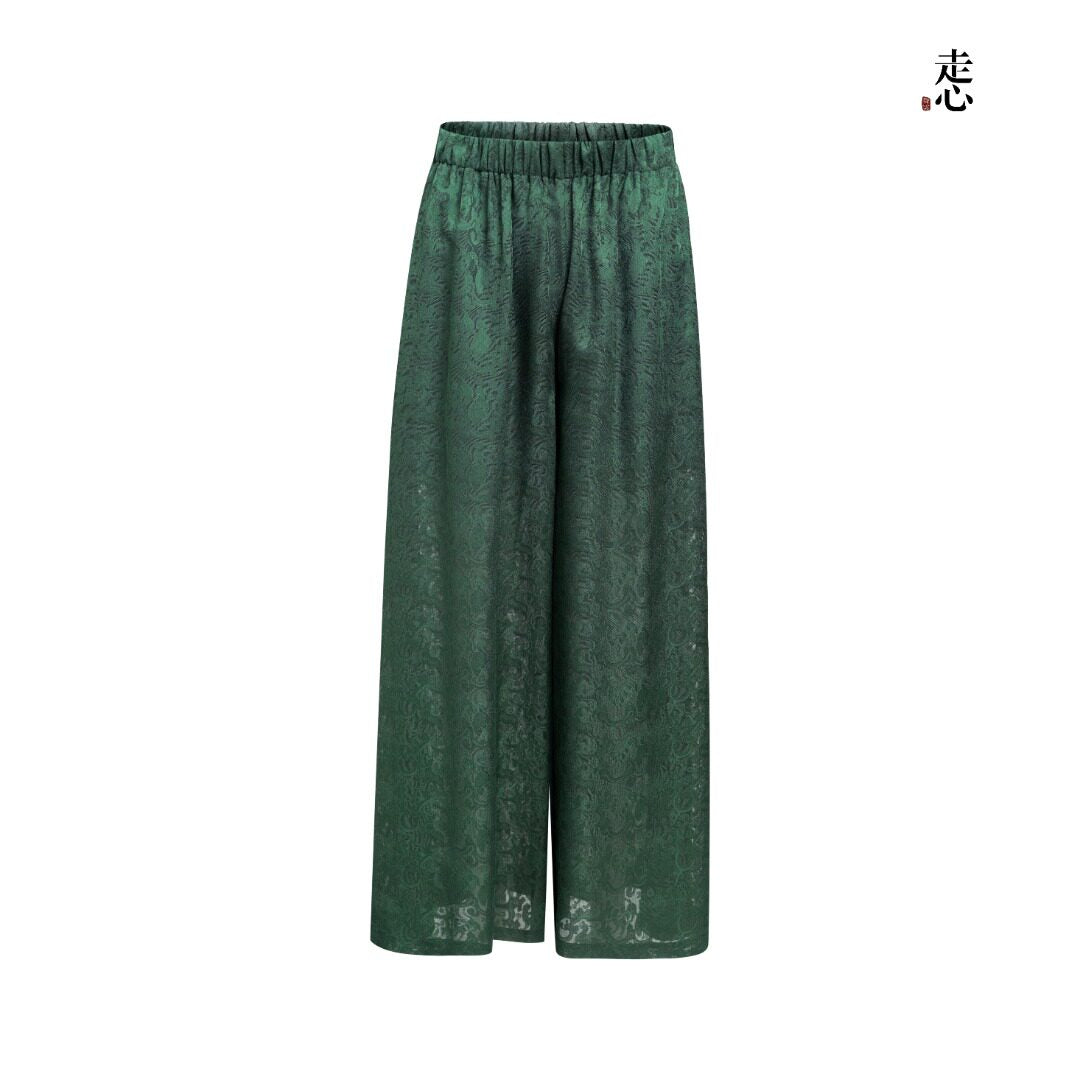 Luxury Five Stars Gambiered Silk Wide-Leg Palazzo Pants-26Z26211739