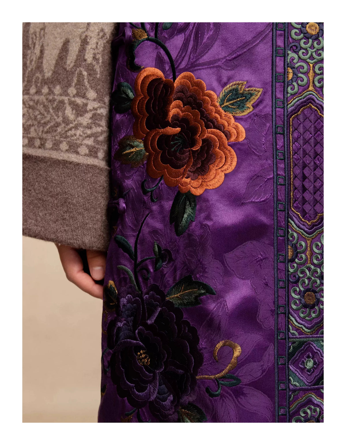 Luxury Imperial Violet Silk Cheongsam Dress-25ZMJ6092