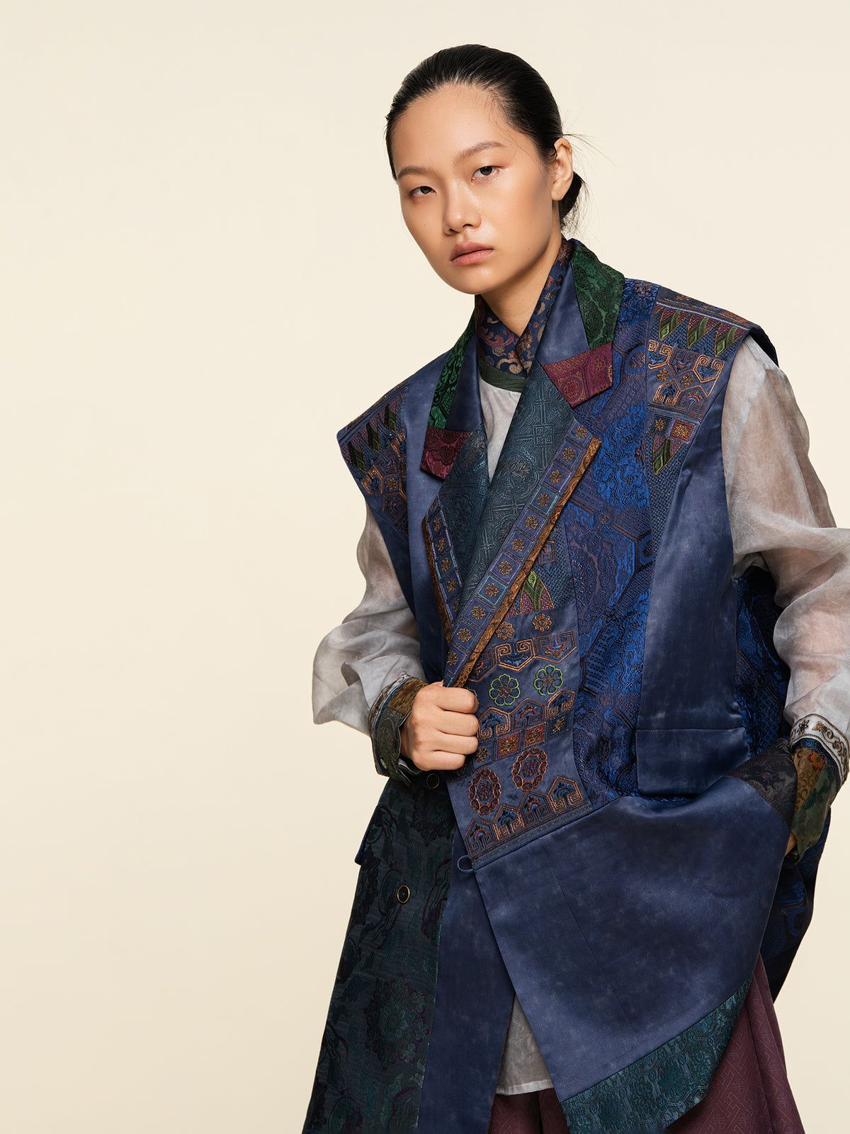 Porcelain Blue Silk Vest—25Z08701