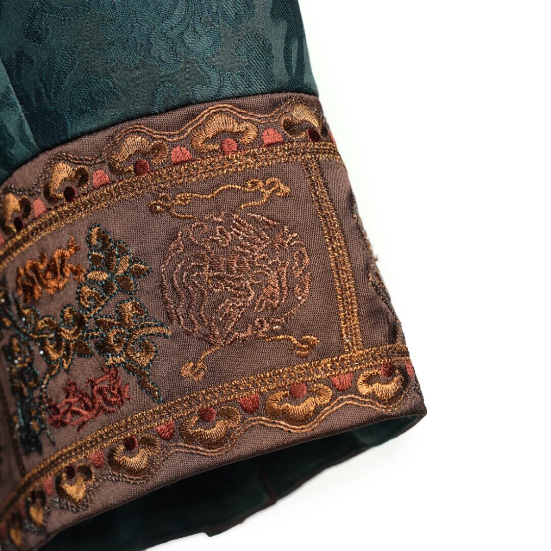 Luxury Teal Phoenix Coronet Robe Coat-25ZWT5796