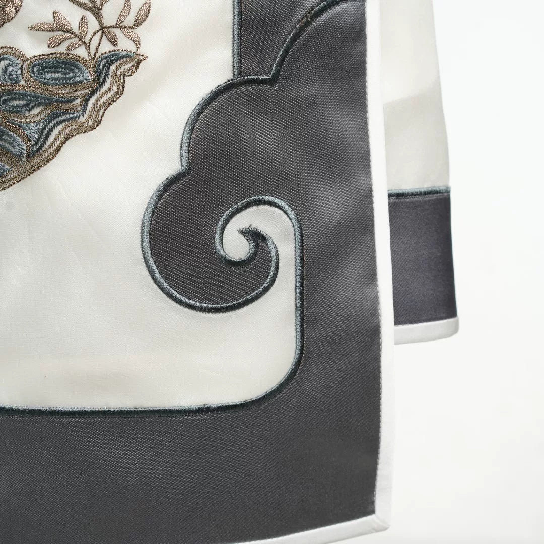 Luxury Ivory Silk Peony Wrap Mini Skirt- 26ZDQ6546