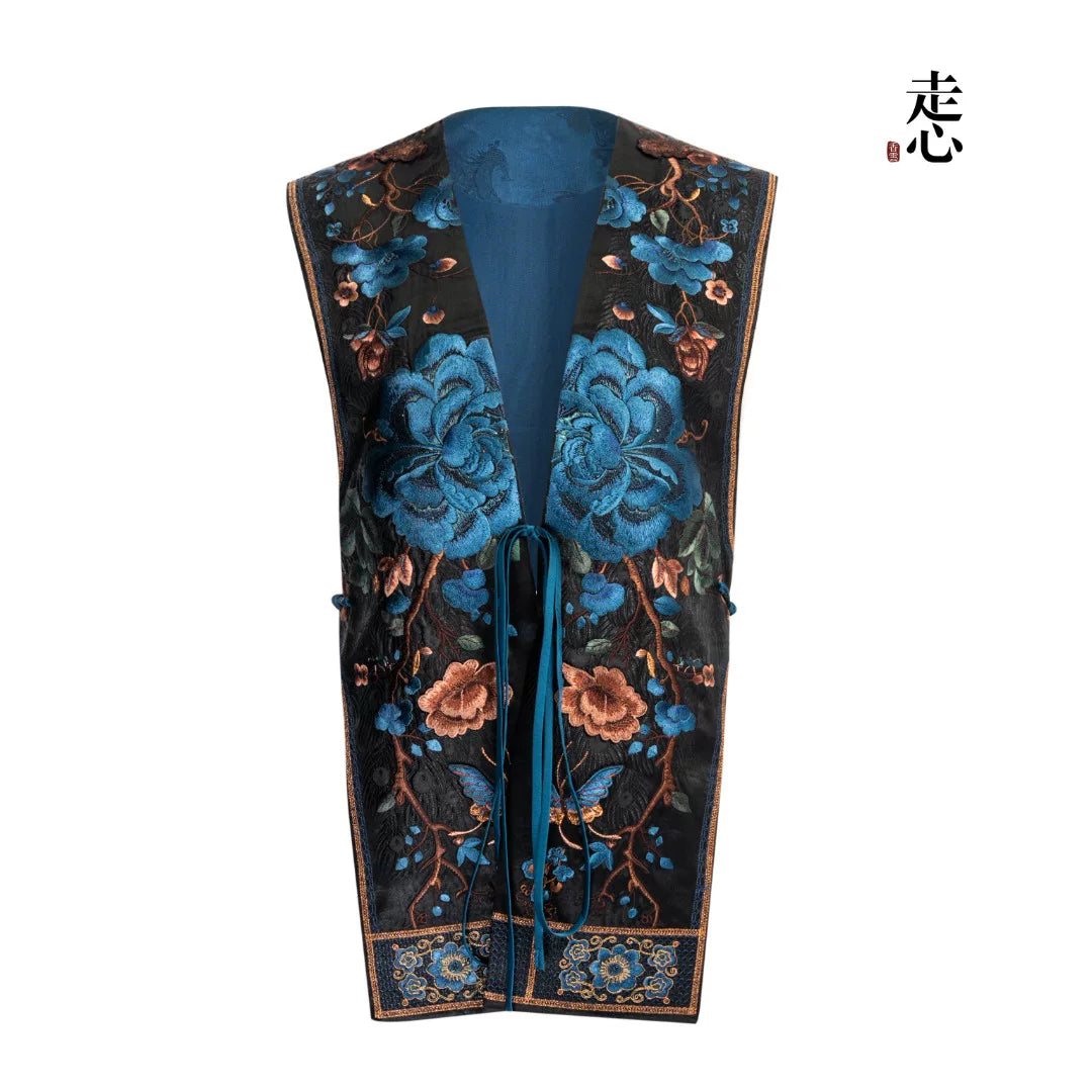 Luxury Black Phoenix Silk Cropped Vest-26ZMJ6906