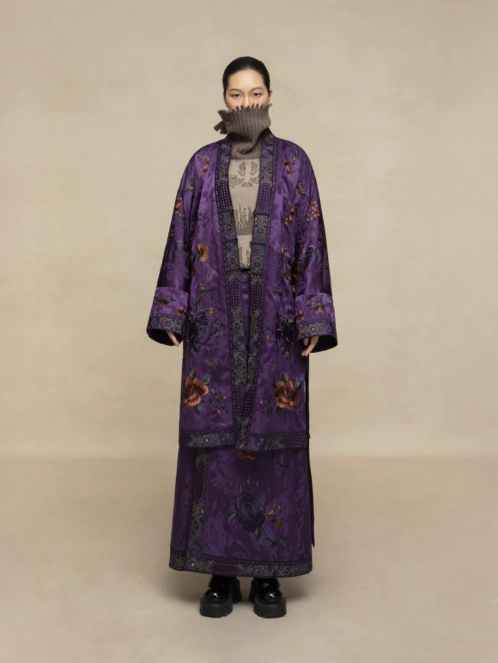 Luxury Violet Silk Kasaya Jacket-25ZWT6093