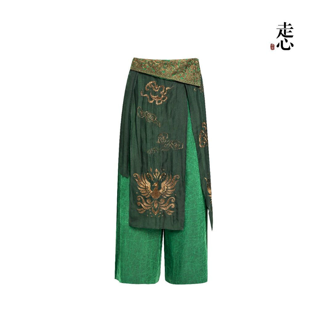 Luxury Phoenix Bronze Silk Wrap Pants-25ZW45F