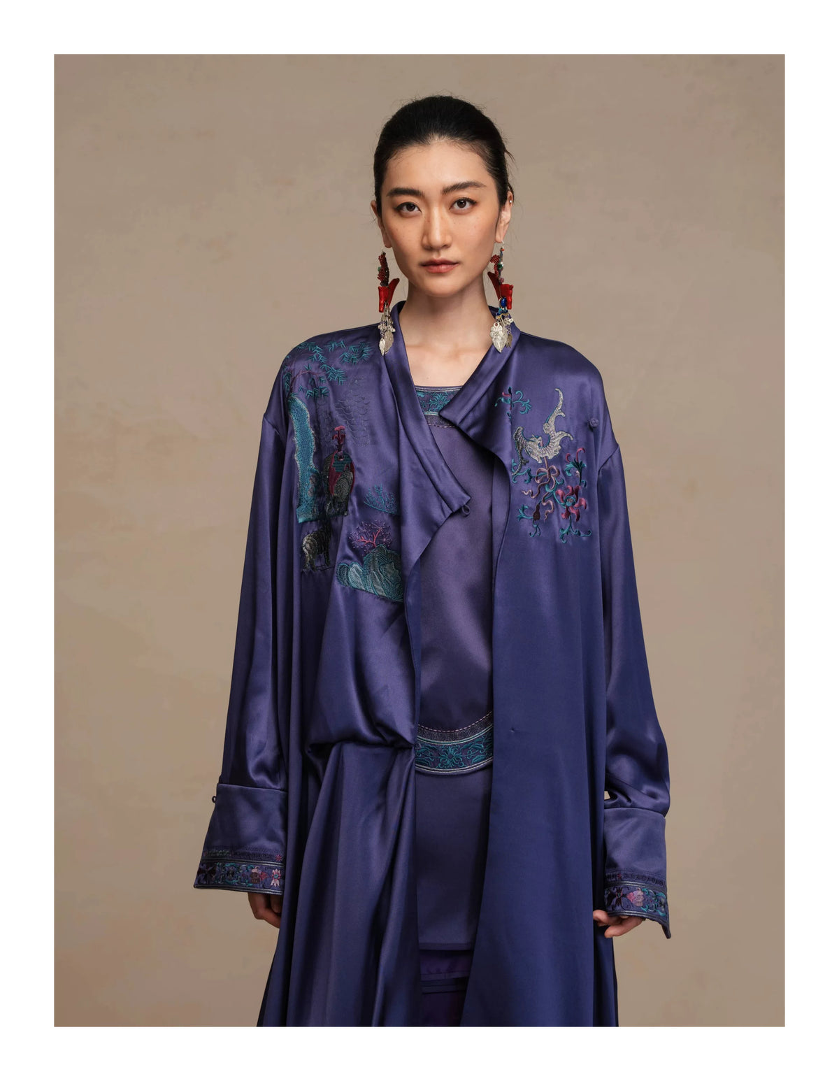 Luxury Twelve Ornaments Silk Duster Coat-26ZLY6671