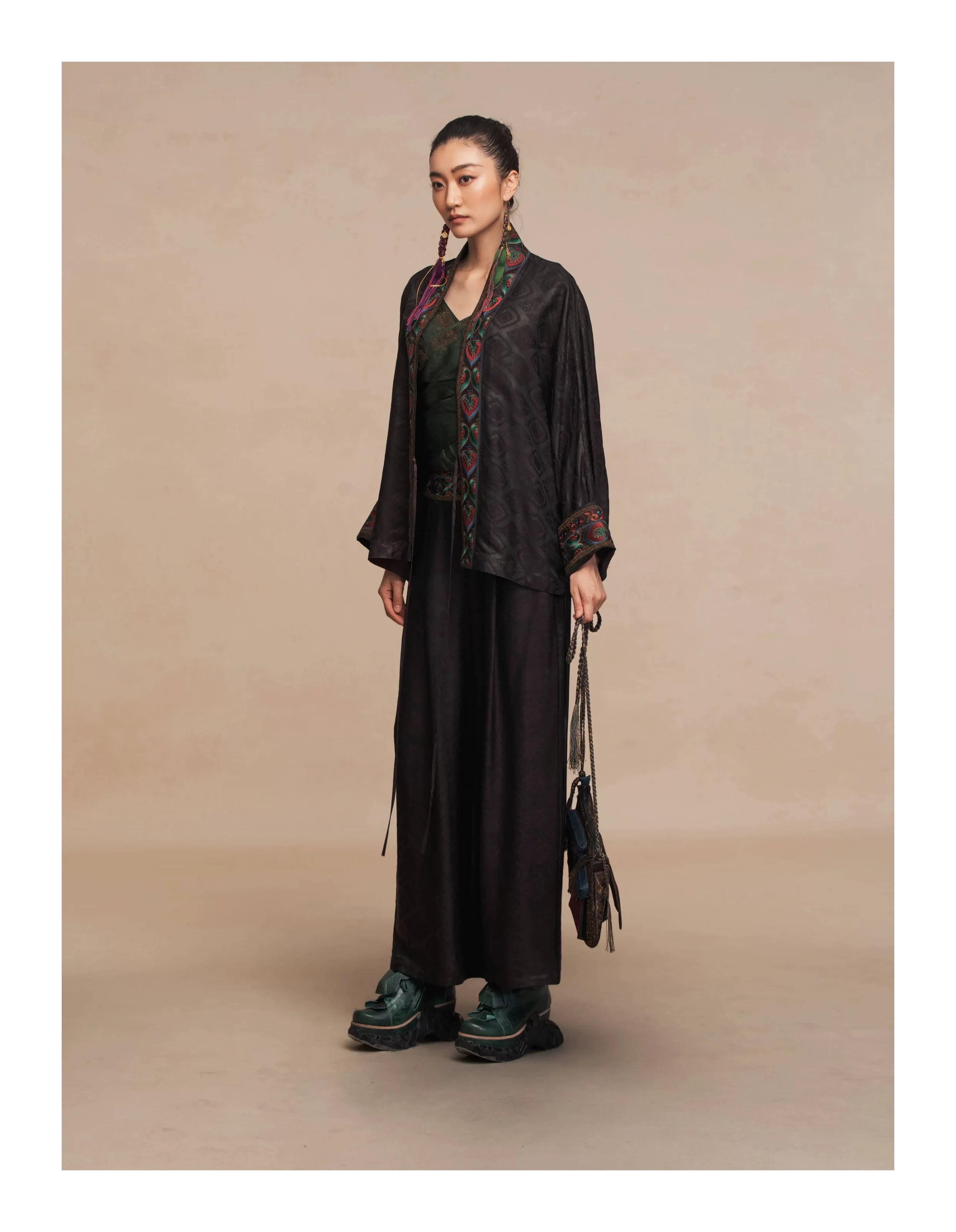 Luxury Dunhuang Silk Wide-Leg Pants-26ZW033F