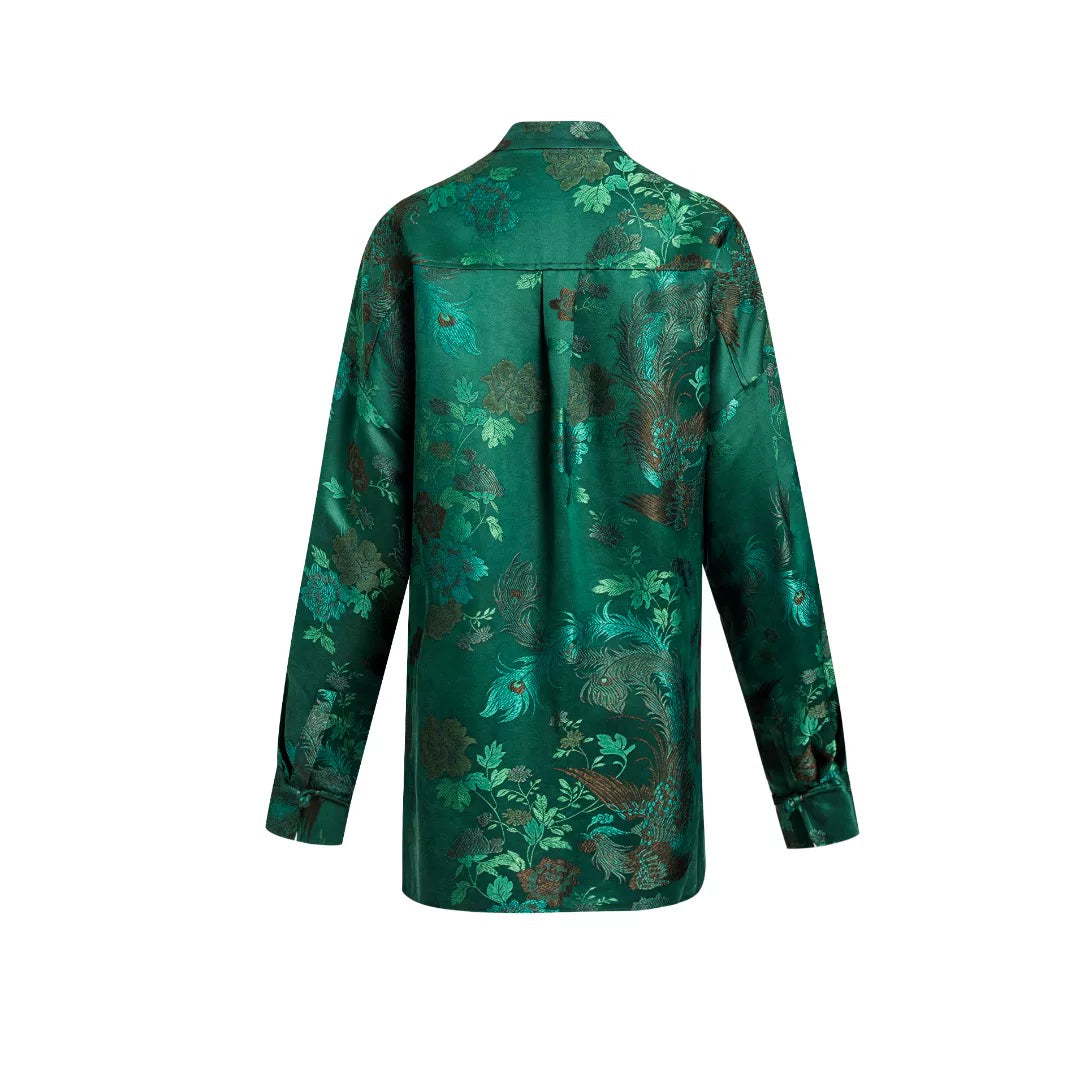 Luxury Emerald Song Brocade Wrap Jacket-25Y09201