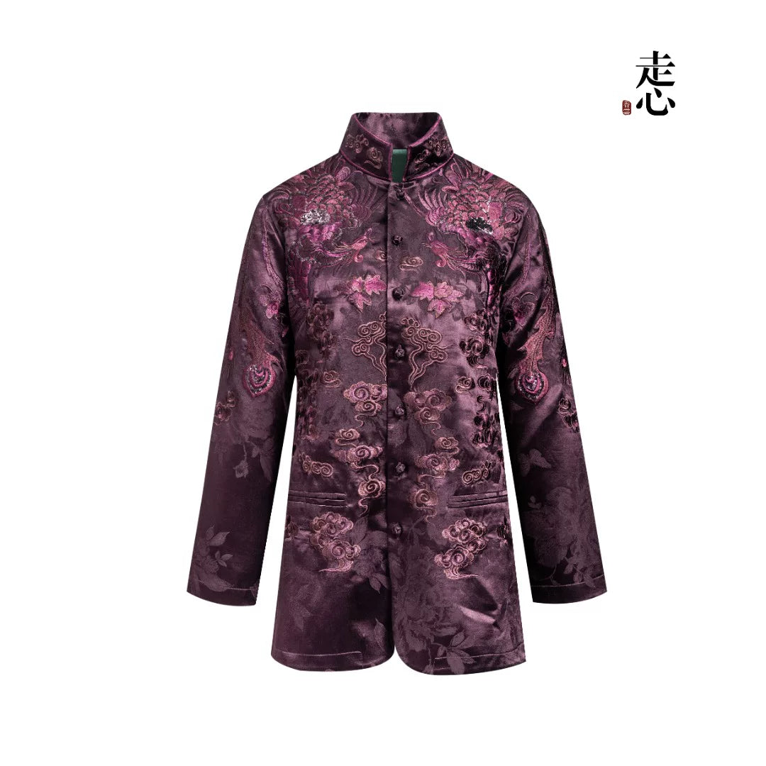 Luxury Twin Phoenix Heavy Silk Blazer-25ZWT6139