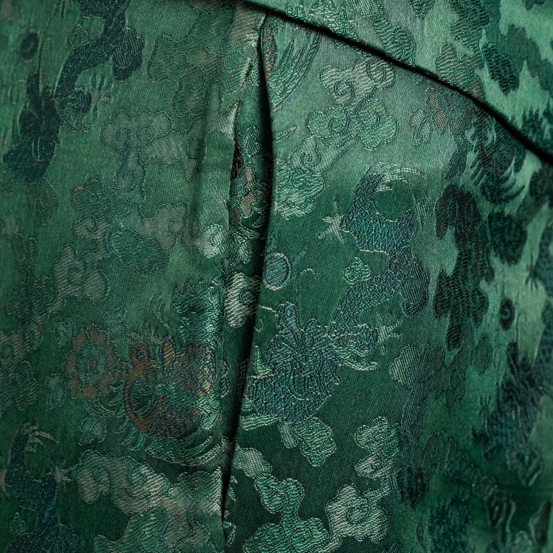 Luxury Jade Heavy Silk Wrap Palazzo Pants-25ZX9194