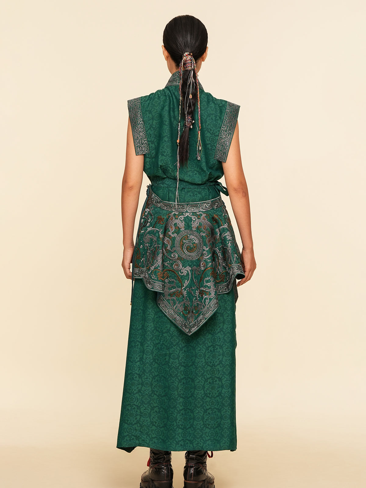 Goldwork Embroidered Sleeveless Robe Dress--25ZW92F