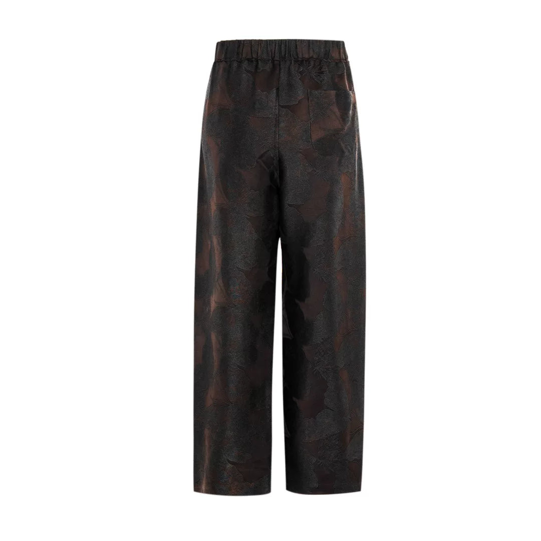 Luxury Brown Silk Wide-Leg Palazzo Pants-26Z26411429