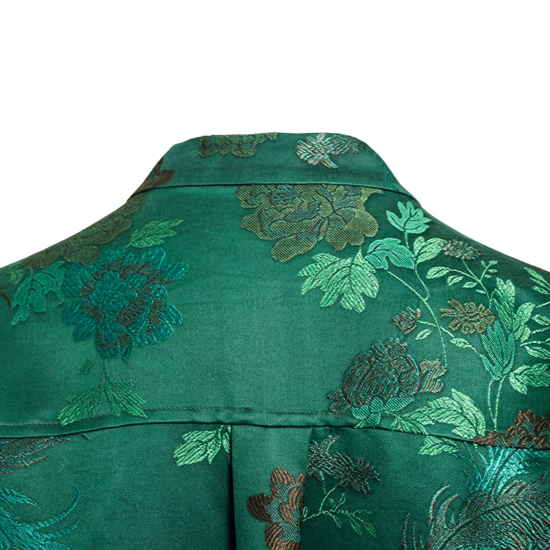 Luxury Emerald Song Brocade Wrap Jacket-25Y09201
