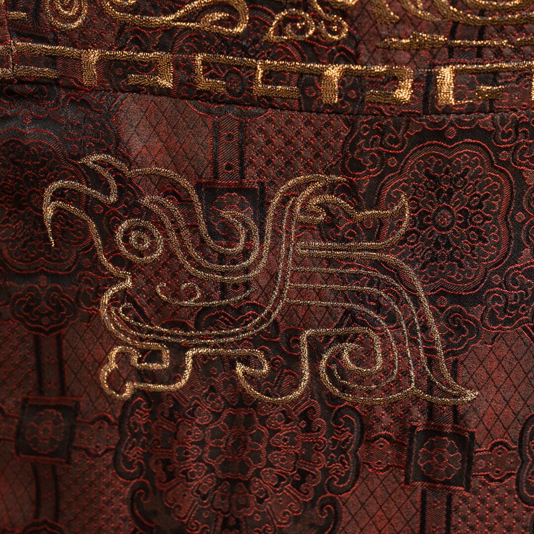 Luxury Gold Silk Embroidered Wrap Skirt-25ZW36F