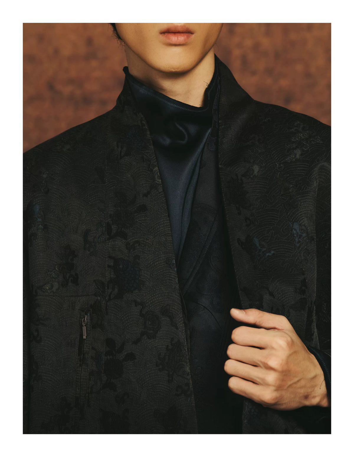 Luxury Red Song Brocade Silk Blazer-25M66024