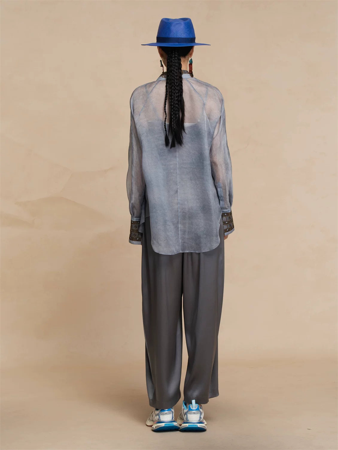 Luxury Green Silk Organza Mandarin Shirt-25ZY51360051