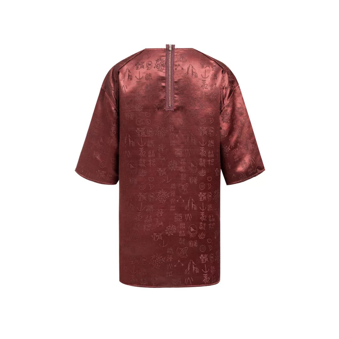 Luxury Twelve Ornaments Silk Tunic Top-25Z75216079