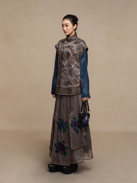 Luxury Dunhuang Lotus Silk Organza Blouse-26ZCS6297