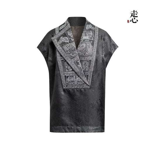 Luxury Asymmetric Embroidered Silk Top-25Y14301