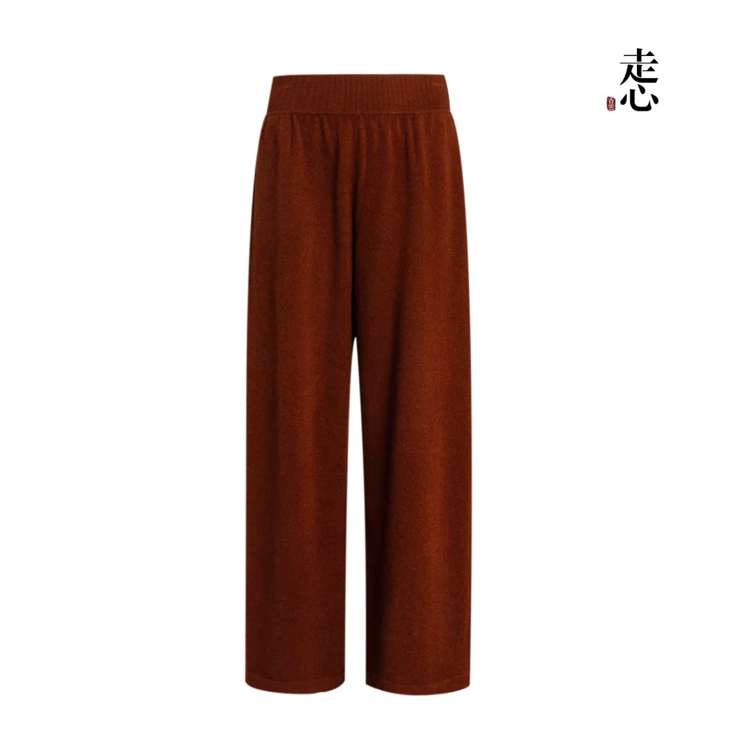 Luxury 465g Cashmere Wide-Leg Knit Pants- 26ZX2607