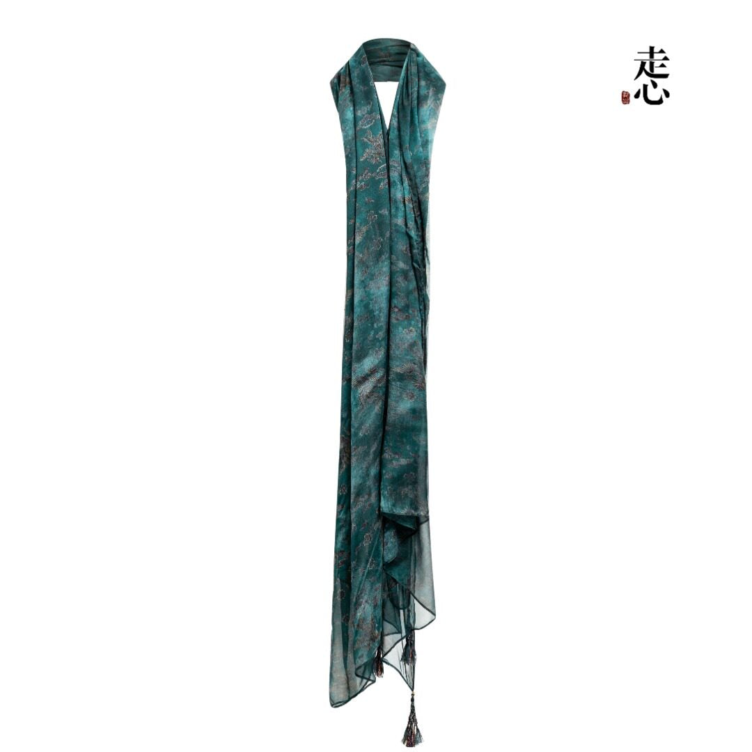 Premium Gambiered Silk Wrap Scarf-26Y16101
