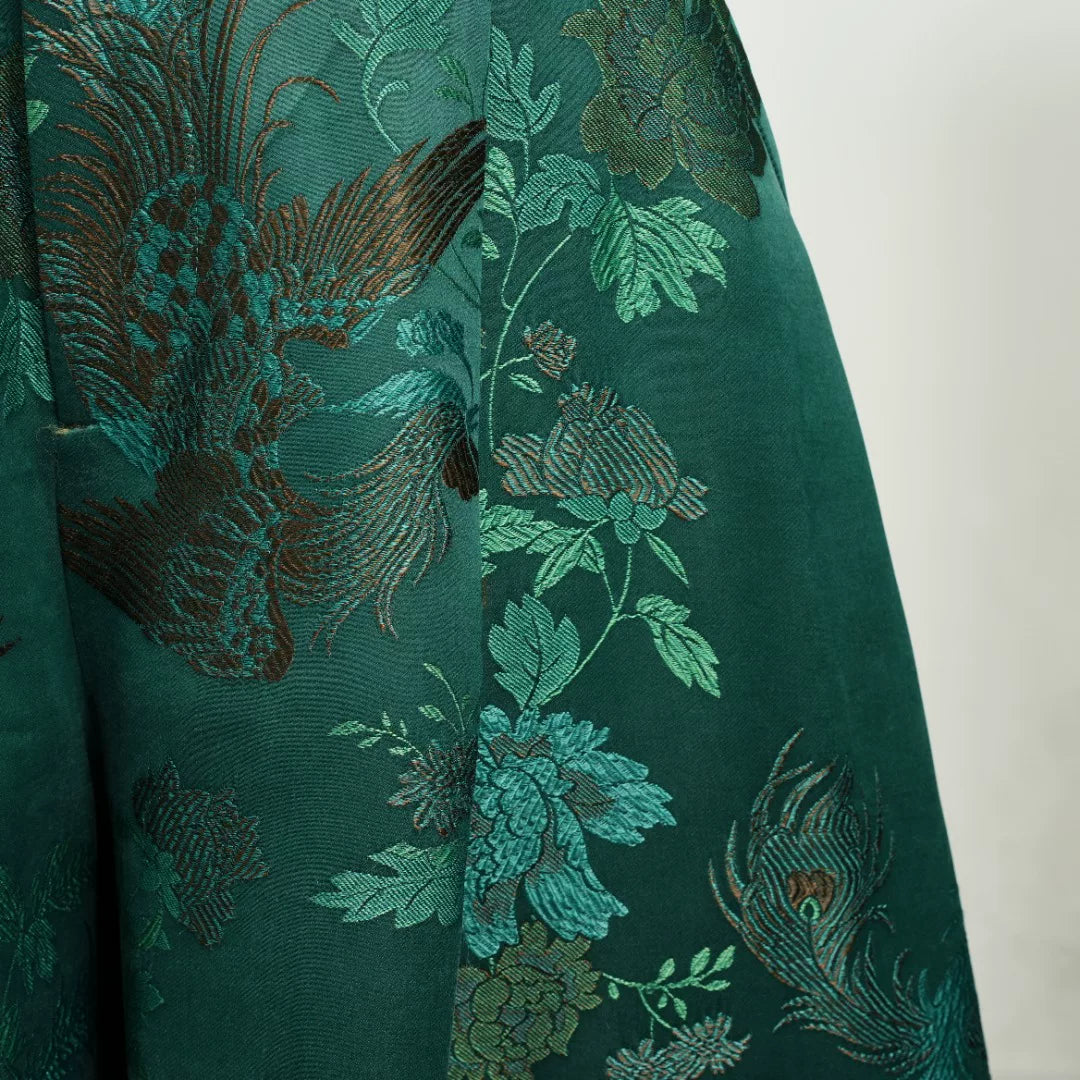 Luxury Emerald Song Brocade Silk Pants-25Y08301