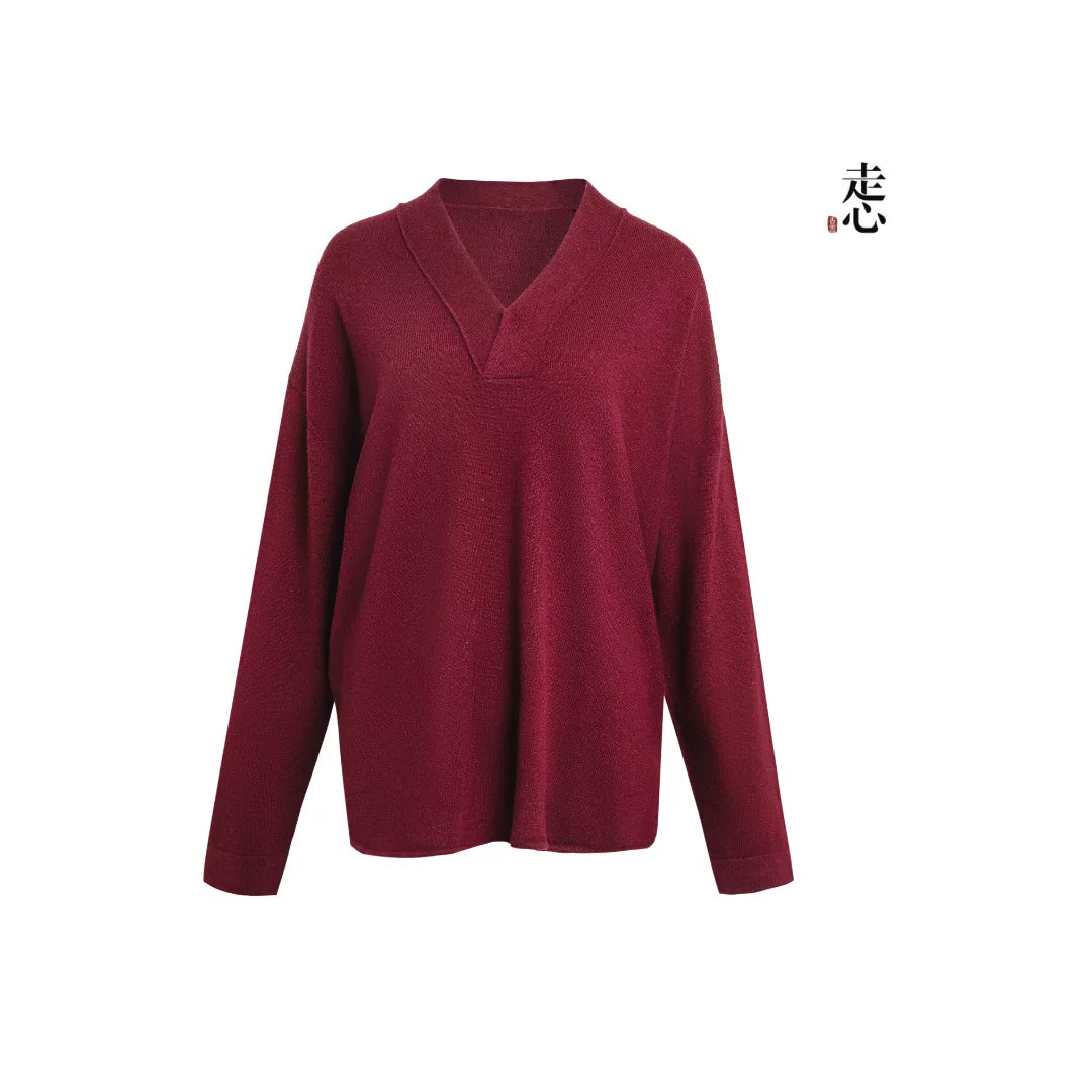 Luxury 290g Pure Cashmere V-Neck Sweater-26ZX2606