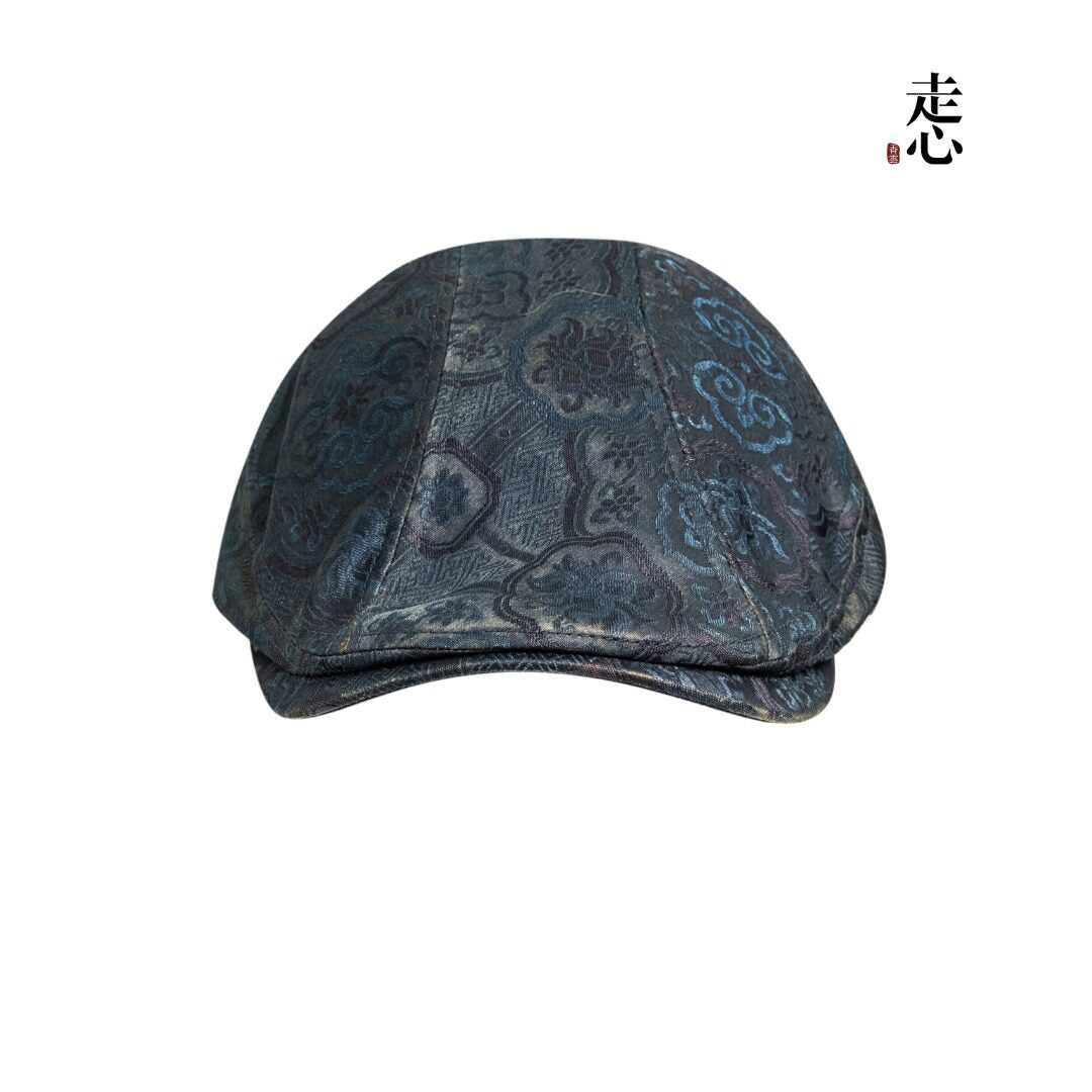 Chinese Pattern Vintage Flat Cap – Oriental Jacquard Newsboy Hat