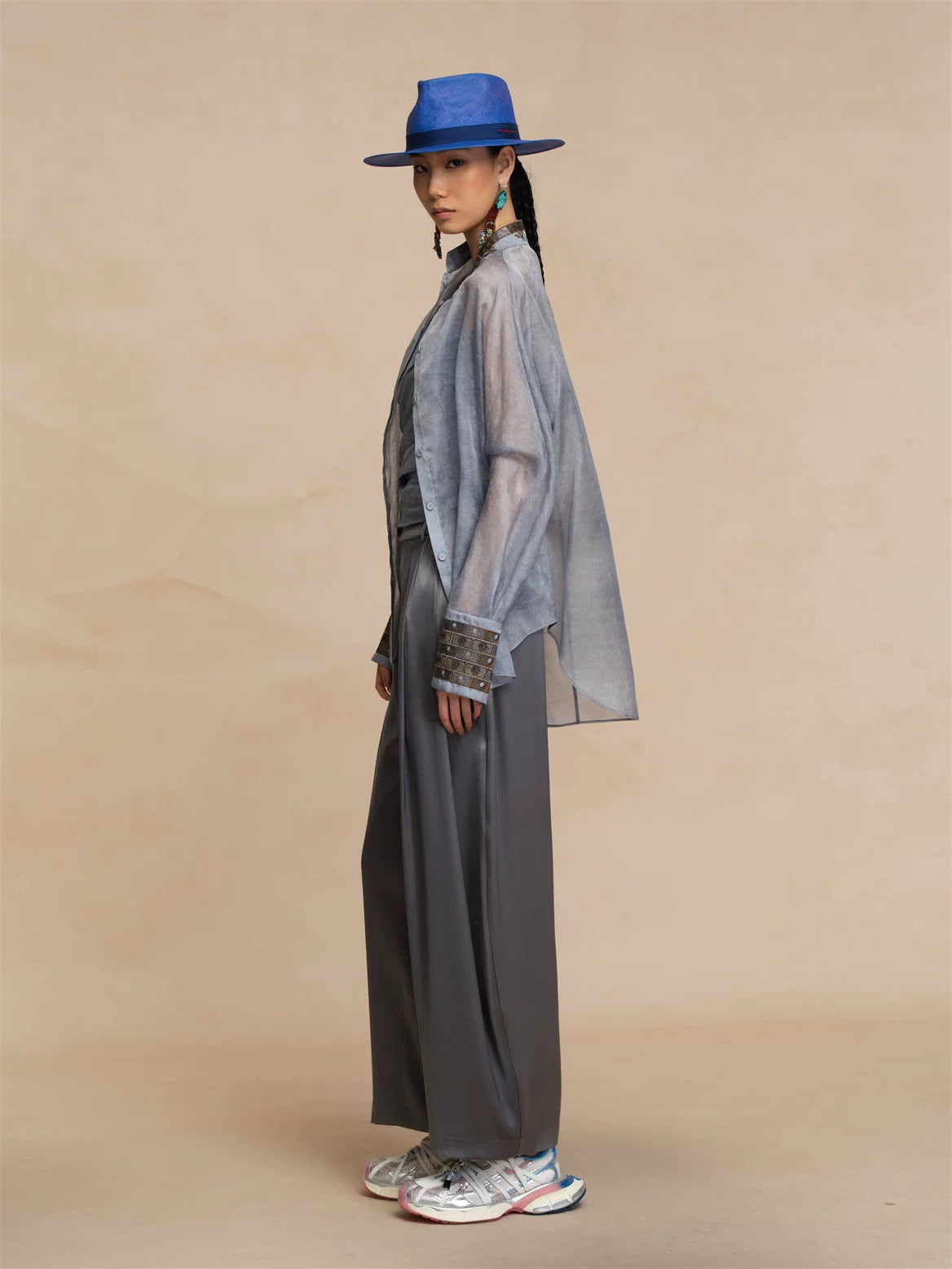 Luxury Green Silk Organza Mandarin Shirt-25ZY51360051