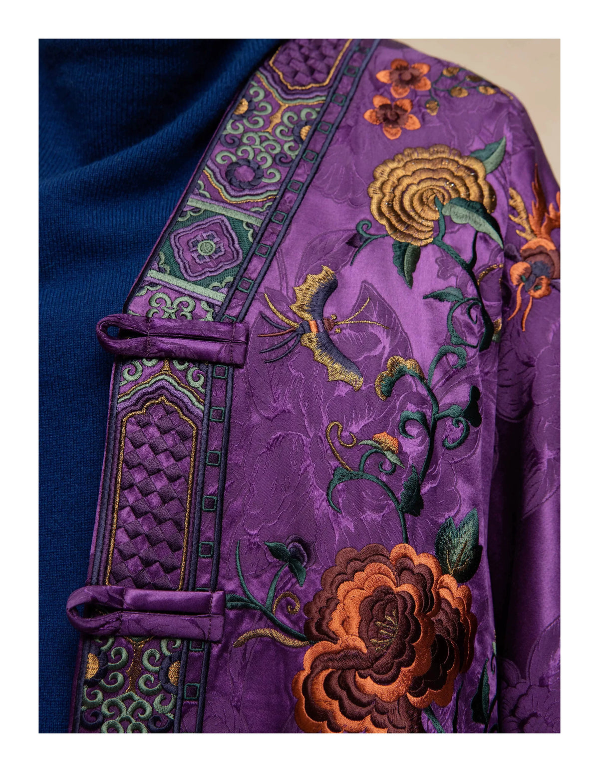 Luxury Imperial Violet Silk Cardigan Jacket-25ZWT5965
