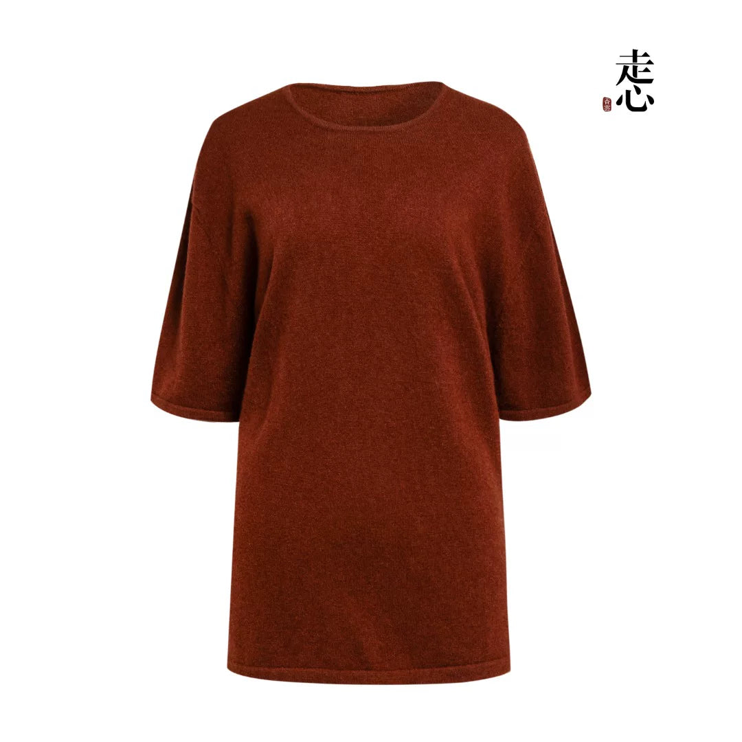 Luxury 240g Pure Cashmere Half Sleeve Top-26ZX2602-1