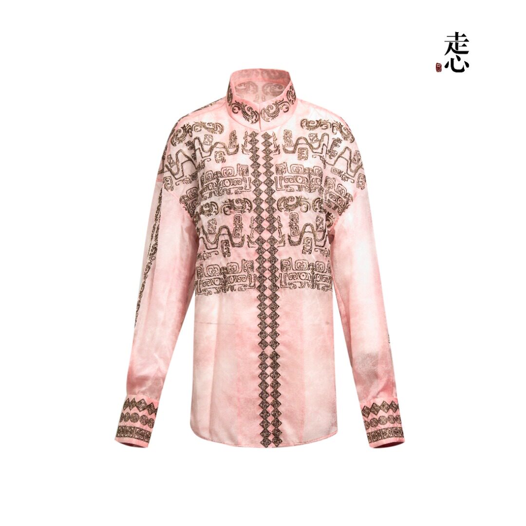 Luxury Mandarin Collar Silk Blouse-25ZY51160009