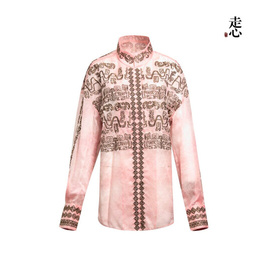 Luxury Mandarin Collar Silk Blouse-25ZY51160009