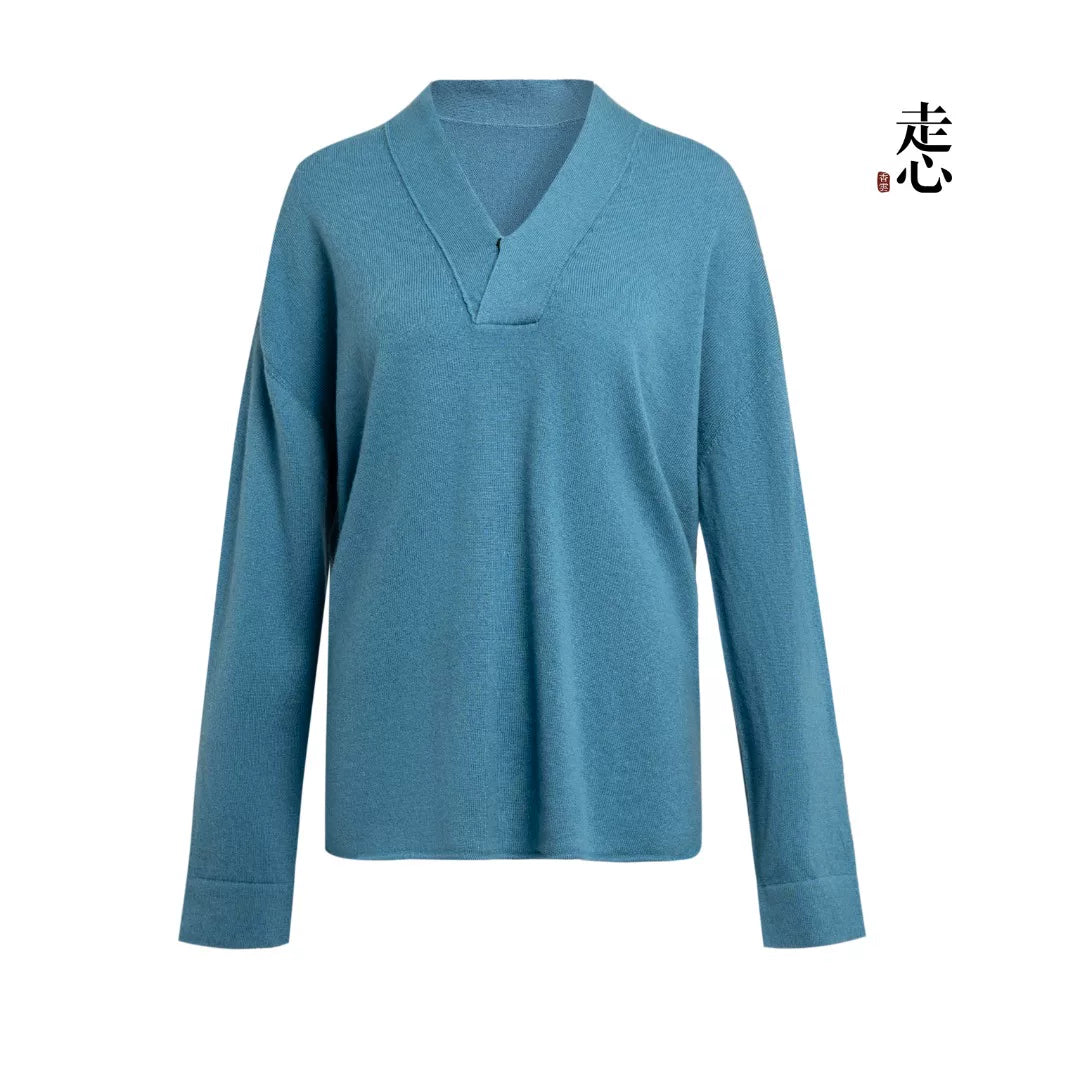 Luxury 290g Pure Cashmere V-Neck Sweater-26ZX2606