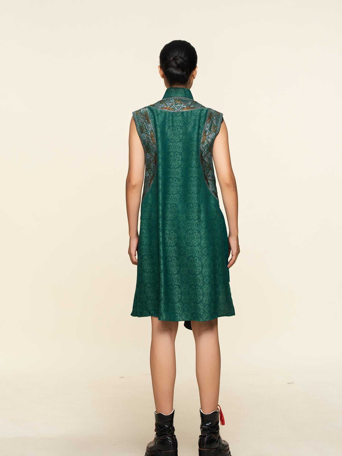 Colorblock Silk Long Vest--25ZW107F